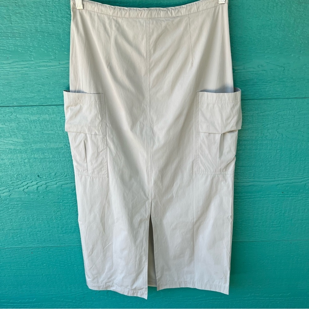 LUCCA LIGHTWEIGHT PERFORMANCE COTTON POLY CARGO MAXI SKIRT KHAKI SIZE MEDIUM NWT - Picture 9 of 10